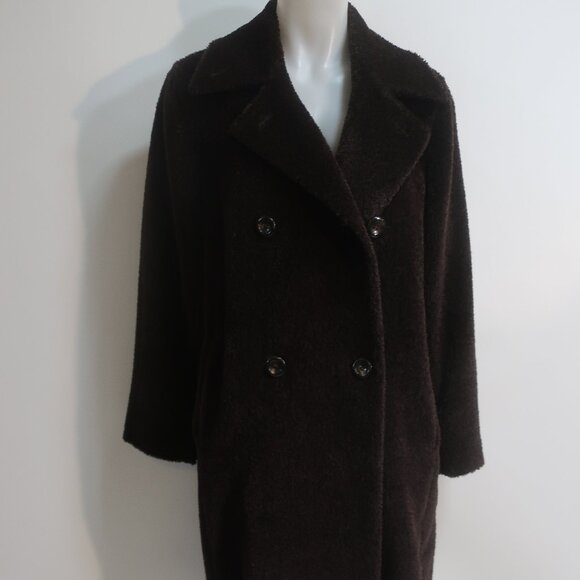 Womens Max Mara Dark Chocolate Brown Alpaca Wool Double Breasted Coat 4 - Picture 3 of 16